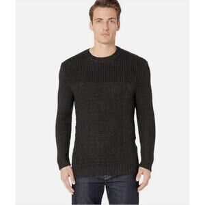 Baldwin Mens Tierney Crew Neck Sweater Large Black Cable Knit Wool NWOT
